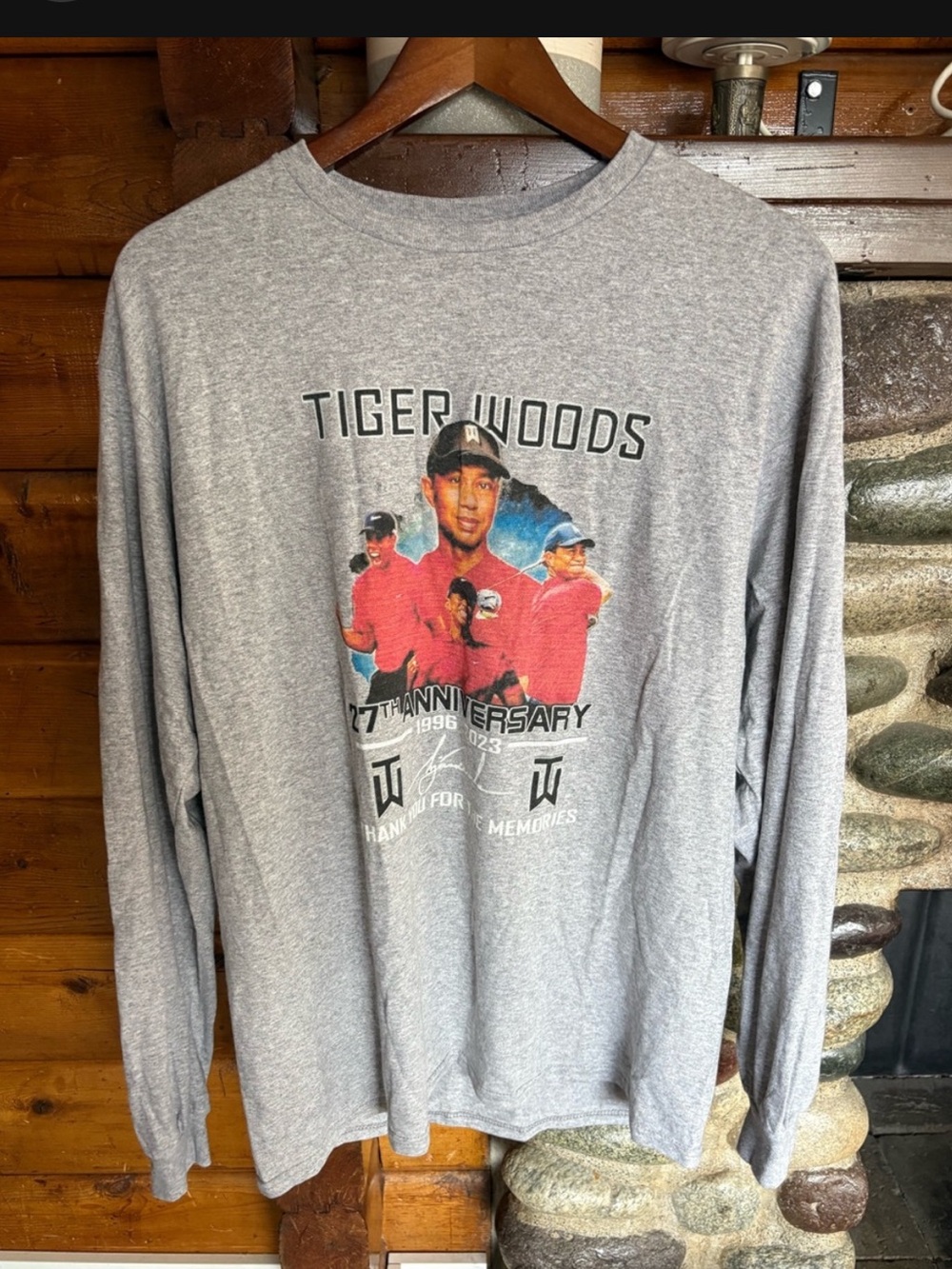 Tiger Woods 27th Anniversary 1996–2023 Golf Graphic Long Sleeve Tee L